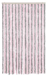 Zasłona przeciwko owadom, srebrno-różowa, 118x220 cm, szenil