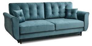 Aksamitna sofa z poduchami w stylu glamour lanti morska z funkcją spania