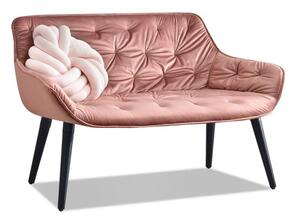 Welurowa ławka tapicerowana glamour idil pudrowa sofa 2 osobowa pikowana na wysokich nogach
