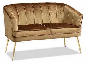 Dwuosobowa sofa glamour estel złota tapicerowana welurem do salonu przedpokoju