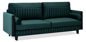 Elegancka sofa z przeszyciami malone zielona butelkowa z tkaniny welur do pokoju