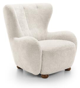 Masseno Fotel MIST do Salonu Nowoczesny Uszak Wygodny Tkanina szenilowa Kremowy