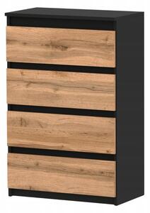 Komoda STIVMEBLE 4 szuflady 60x33,5x92,5 cm Czarny Mat / DÄ b Wotan