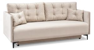Welurowa kanapa z pikowaniem molly beżowa glamour rozkładana do salonu