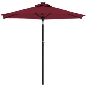Parasol ogrodowy na stalowym słupku, bordowy, 225x225x212 cm