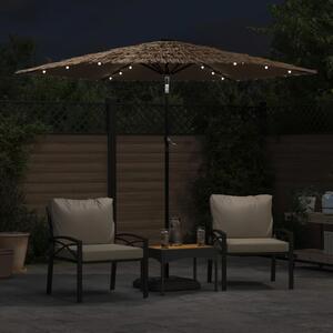 Parasol ogrodowy z LED, stalowy słupek, brązowy, 268x268x226 cm