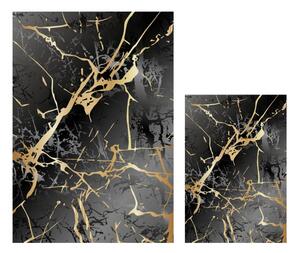 Czarne/w kolorze złota dywaniki łazienkowe zestaw 2 szt. 60x100 cm Cracks – Mila Home