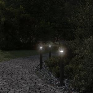 Lampy ogrodowe na słupku, 3 szt., czarne, 60 cm, stal