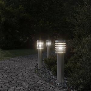Lampa ogrodowa na słupku, z gniazdkiem, srebrna, 60 cm, stal