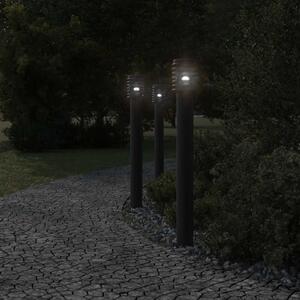 Lampy ogrodowe na słupku, 3 szt., czarne, 110 cm, stal