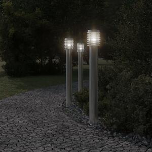 Lampa ogrodowa na słupku, srebrna, 100 cm, stal nierdzewna