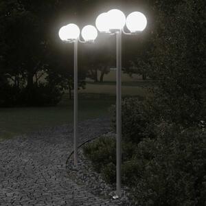 Stojące lampy ogrodowe, 2 szt, srebrne, 215 cm, stal nierdzewna