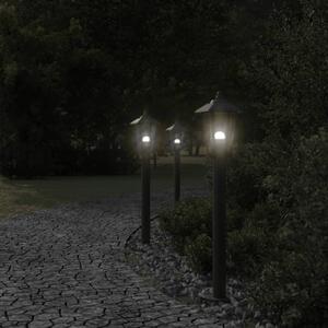 Lampy ogrodowe na słupku, 3 szt, czarne, 80 cm, stal nierdzewna
