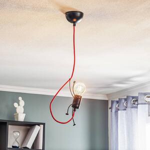 EMIBIG LIGHTING Lampa wisząca Bobi 1 czarna, kabel czerwony 1-pkt