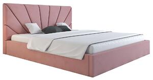 Różowe tapicerowane łóżko 180x200 - Senti 2X