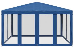 Namiot imprezowy z 8 ścianami z siatki, niebieski, 4x4 m, HDPE