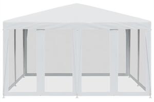 Namiot imprezowy z 8 ścianami z siatki, biały, 4x4 m, HDPE