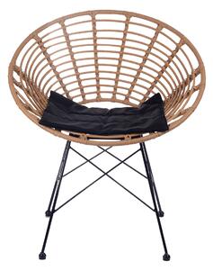 Krzesło LEUCA boho plecione naturalne z poduszką 68x65x78 cm