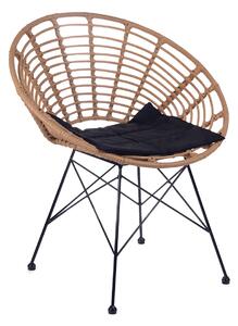 Krzesło ogrodowe LEUCA boho plecione naturalne z poduszką 68x65x78 cm