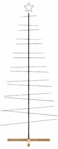 Metalowa choinka z drewnianą podstawą, czarna, 210 cm