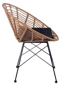 Krzesło LEUCA boho plecione naturalne z poduszką 68x65x78 cm