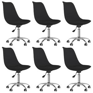 Obrotowe krzesła stołowe, 6 szt., czarne, obite tkaniną