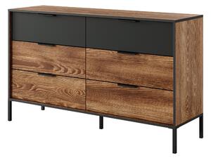 Komoda MILANO 137 cm do Salonu Sypialni 6 Szuflad Odcienie brązu