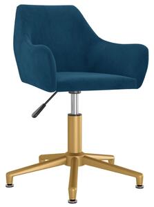 Obrotowe krzesło biurowe, niebieskie, obite aksamitem