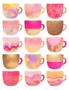 Ilustracja Pretty Pink Coffee Cups, Elisabeth Fredriksson