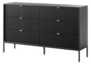 Komoda STELLARE 154 cm do Salonu Sypialni 6 Szuflad Czarny