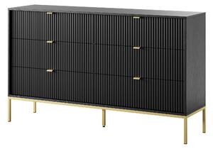 Komoda STELLARE 154 cm do Salonu Sypialni 6 Szuflad Czarny