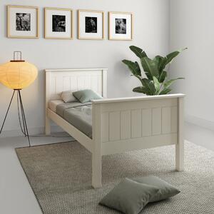 Białe łóżko 90x200 cm z ramkowym wykończeniem