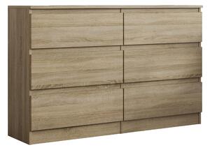 Komoda ALLEGRA 120 cm do Salonu Sypialni 6 Szuflad Dąb sonoma