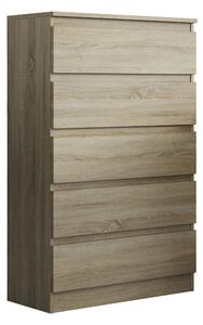 Komoda ADRIANO 70 cm do Salonu Sypialni 5 Szuflad Dąb sonoma