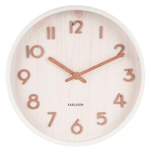 Biały zegar ścienny z drewna lipy Karlsson Pure Small, ø 22 cm