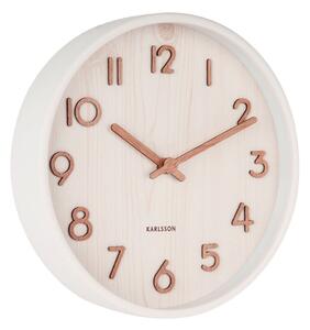 Biały zegar ścienny z drewna lipy Karlsson Pure Small, ø 22 cm