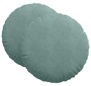 Poduszki na siedziska 2 pcs Zielony morski Ø 40 x 13 cm Aksamit