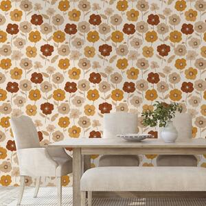 Tapeta retro kwiaty w jesiennych tonach