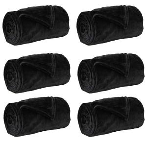 Koce narzutowe 6 pcs Czarny 130 x 150 cm Polar