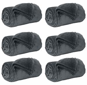Koce narzutowe 6 pcs Ciemnoszary 130 x 150 cm Polar
