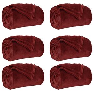 Koce narzutowe 6 pcs Bordeaux Czerwony 130 x 150 cm Polar