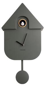Zielony wahadłowy zegar ścienny Karlsson Modern Cuckoo, 21,5x41,5 cm
