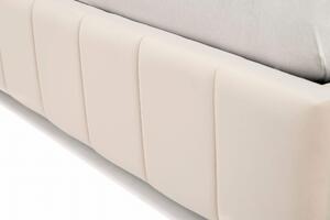 EMWOmeble Łóżko tapicerowane z pojemnikiem SF0126 | 140x200 | Welur | Beżowy #5 | Oświetlenie LED