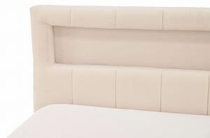 EMWOmeble Łóżko tapicerowane z pojemnikiem SF0126 | 140x200 | Welur | Beżowy #5 | Oświetlenie LED