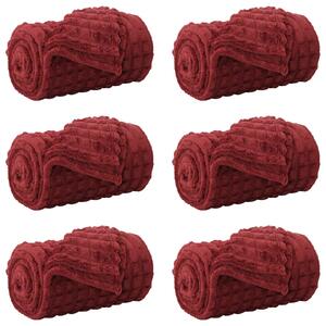 Koce narzutowe 6 pcs Bordeaux Czerwony 150 x 130 cm Polar