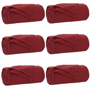 Koce narzutowe 6 pcs Bordeaux Czerwony 200 x 150 cm Polar
