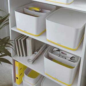 Biało-żółty pojemnik z pokrywką MyBox – Leitz