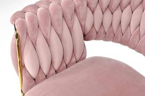 Krzesło z podłokietnikami glamour IRIS LUX - pudrowy róż