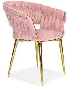 Krzesło z podłokietnikami glamour IRIS LUX - pudrowy róż