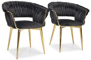 OUTLET - krzesło glamour plecione oparcie IRIS LUX - czarne